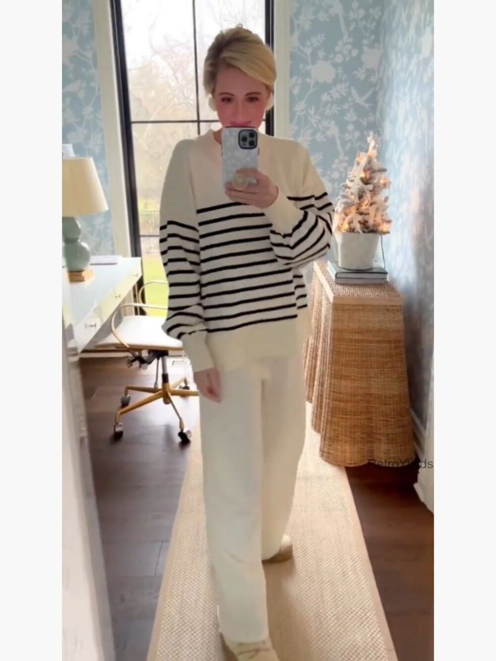 Womens Knitted Sweatsuit 2 Piece Lounge Set Sweater Top Wide Leg Pants - Picture 6 of 7